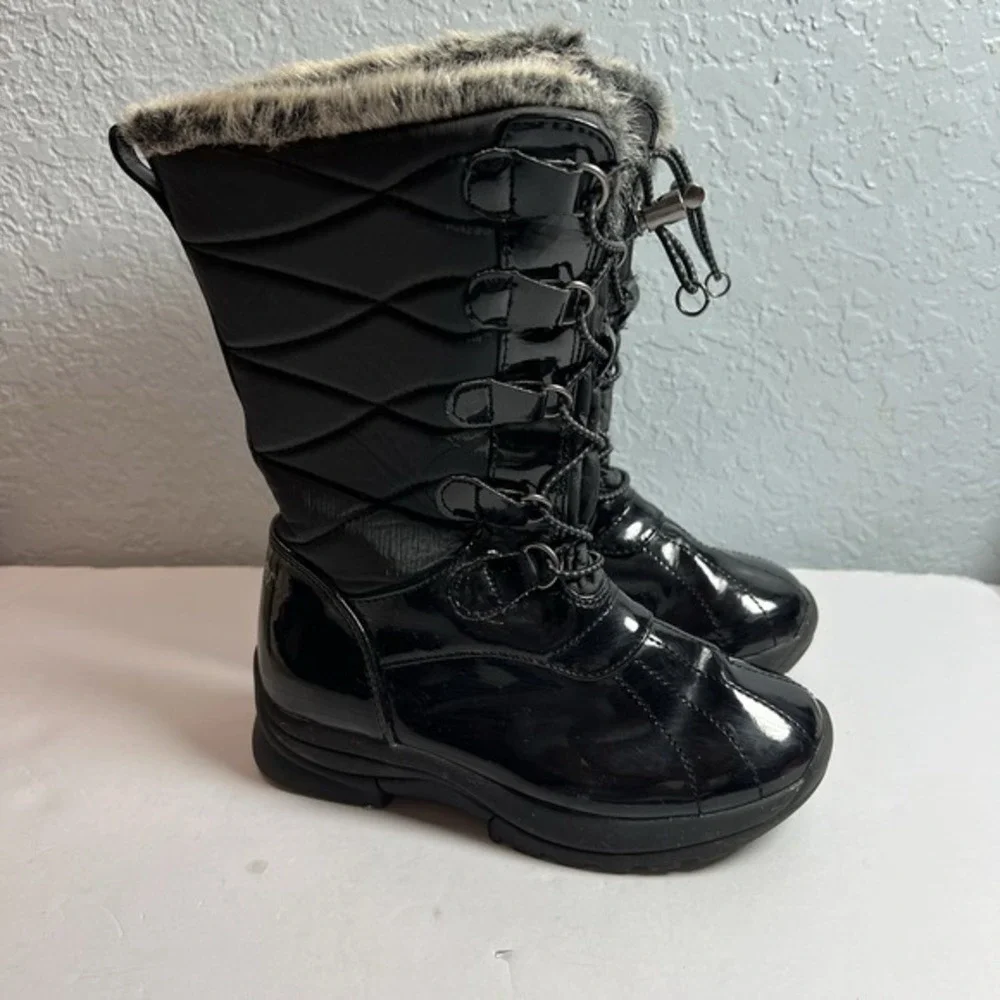 Khombu Girl's Kimmie Black Faux Fur Lined Boot‎ Size 13 M